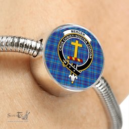 Scottish Mercer Modern Clan Tartan Bracelet - Round Shape Pendant Scottish Plaid Tartan Plaid