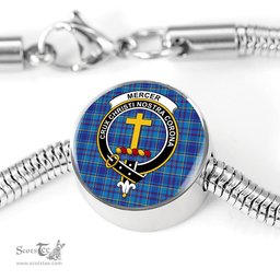 Scottish Mercer Modern Clan Tartan Bracelet - Round Shape Pendant Scottish Plaid Tartan Plaid