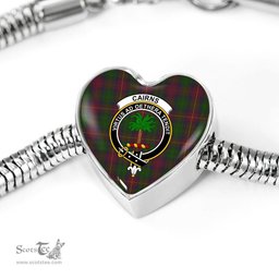 Scottish Cairns Clan Tartan Bracelet - Heart Shape Pendant Scottish Plaid Tartan Plaid