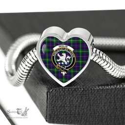 Scottish Inglis Modern Clan Tartan Bracelet - Heart Shape Pendant Scottish Plaid Tartan Plaid