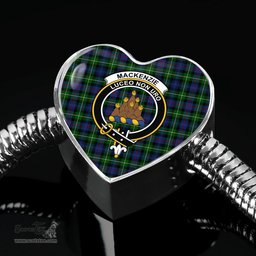 Scottish Mackenzie Modern Clan Tartan Bracelet - Heart Shape Pendant Scottish Plaid Tartan Plaid