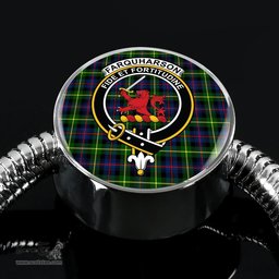 Scottish Farquharson Modern Clan Tartan Bracelet - Round Shape Pendant Scottish Plaid Tartan Plaid