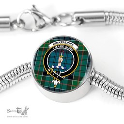 Scottish Kirkpatrick Clan Tartan Bracelet - Round Shape Pendant Scottish Plaid Tartan Plaid