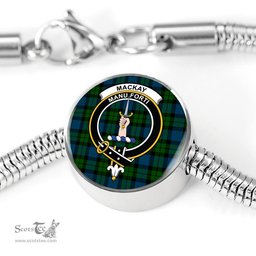 Scottish Mackay Modern Clan Tartan Bracelet - Round Shape Pendant Scottish Plaid Tartan Plaid