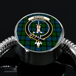 Scottish Mackay Modern Clan Tartan Bracelet - Round Shape Pendant Scottish Plaid Tartan Plaid