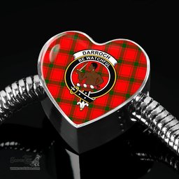Scottish Darroch Clan Tartan Bracelet - Heart Shape Pendant Scottish Plaid Tartan Plaid