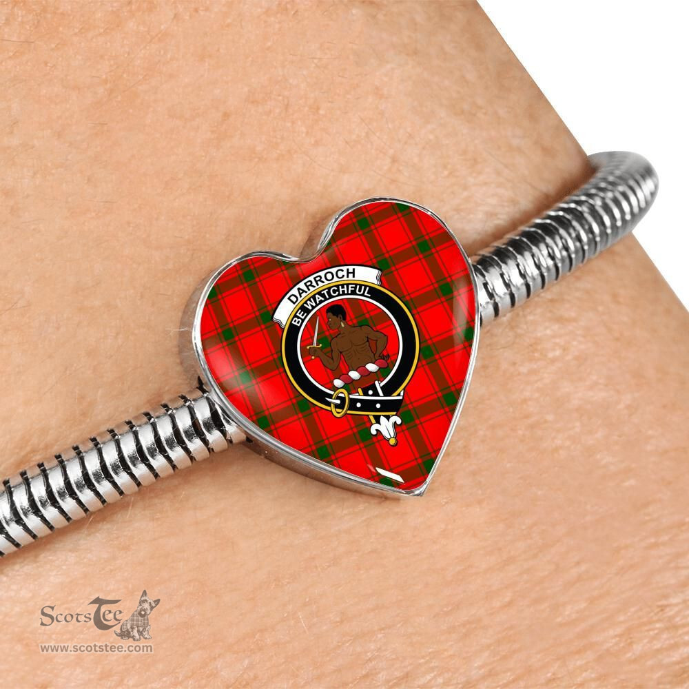Scottish Darroch Clan Tartan Bracelet - Heart Shape Pendant Scottish Plaid Tartan Plaid