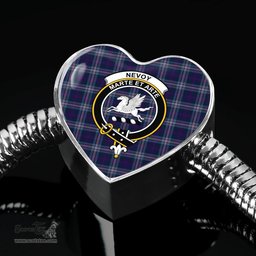 Scottish Nevoy Clan Tartan Bracelet - Heart Shape Pendant Scottish Plaid Tartan Plaid