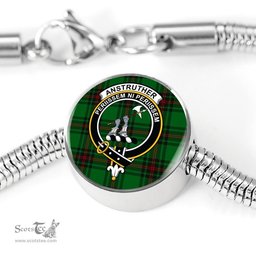 Scottish Anstruther Clan Tartan Bracelet - Round Shape Pendant Scottish Plaid Tartan Plaid