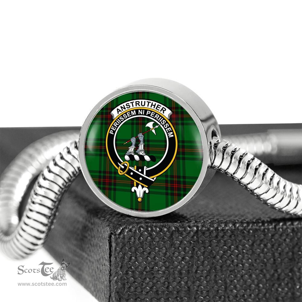 Scottish Anstruther Clan Tartan Bracelet - Round Shape Pendant Scottish Plaid Tartan Plaid