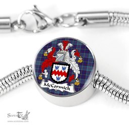 Scottish Mccormick Clan Tartan Bracelet - Round Shape Pendant Scottish Plaid Tartan Plaid