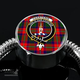 Scottish Charteris District Clan Tartan Bracelet - Round Shape Pendant Scottish Plaid Tartan Plaid