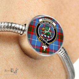 Scottish Crichton District Clan Tartan Bracelet - Round Shape Pendant Scottish Plaid Tartan Plaid