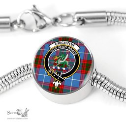 Scottish Crichton District Clan Tartan Bracelet - Round Shape Pendant Scottish Plaid Tartan Plaid