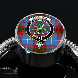 Scottish Crichton District Clan Tartan Bracelet - Round Shape Pendant Scottish Plaid Tartan Plaid