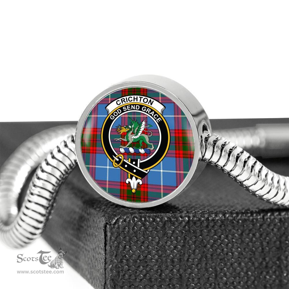 Scottish Crichton District Clan Tartan Bracelet - Round Shape Pendant Scottish Plaid Tartan Plaid