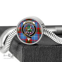 Scottish Crichton District Clan Tartan Bracelet - Round Shape Pendant Scottish Plaid Tartan Plaid