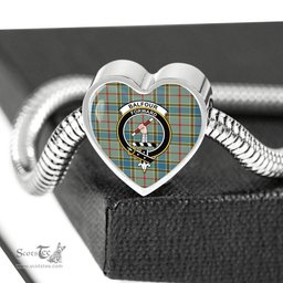 Scottish Balfour Blue Clan Tartan Bracelet - Heart Shape Pendant Scottish Plaid Tartan Plaid