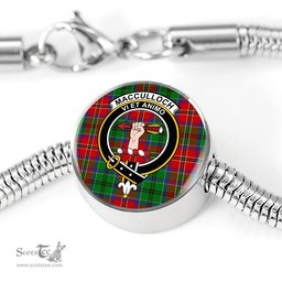 Scottish Macculloch Clan Tartan Bracelet - Round Shape Pendant Scottish Plaid Tartan Plaid