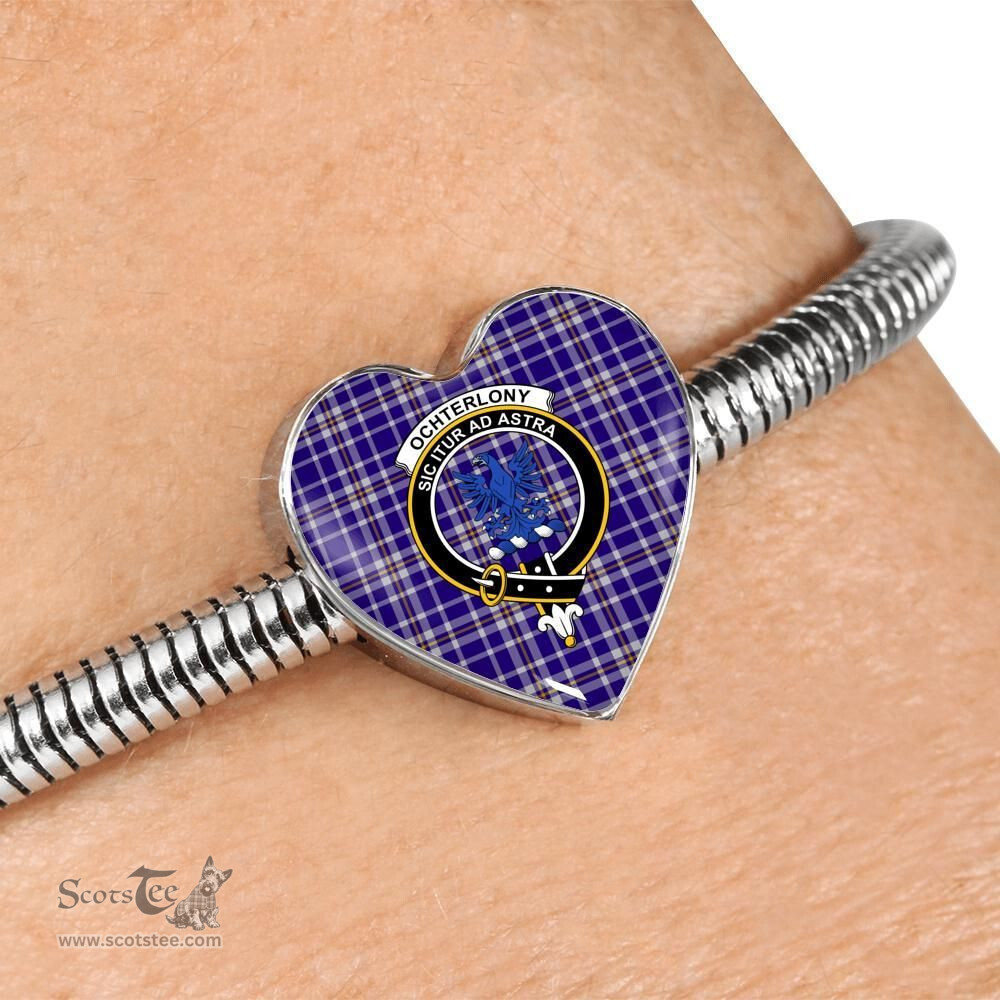 Scottish Ochterlony Clan Tartan Bracelet - Heart Shape Pendant Scottish Plaid Tartan Plaid