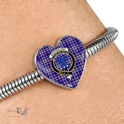 Scottish Ochterlony Clan Tartan Bracelet - Heart Shape Pendant Scottish Plaid Tartan Plaid