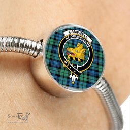 Scottish Campbell Ancient 01 Clan Tartan Bracelet - Round Shape Pendant Scottish Plaid Tartan Plaid