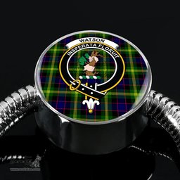 Scottish Watson Modern Clan Tartan Bracelet - Round Shape Pendant Scottish Plaid Tartan Plaid