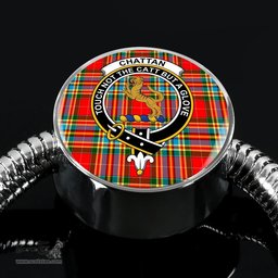 Scottish Chattan Clan Tartan Bracelet - Round Shape Pendant Scottish Plaid Tartan Plaid