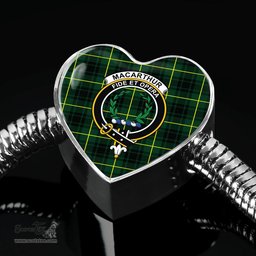 Scottish Macarthur Modern Clan Tartan Bracelet - Heart Shape Pendant Scottish Plaid Tartan Plaid