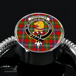 Scottish Forrester Clan Tartan Bracelet - Round Shape Pendant Scottish Plaid Tartan Plaid