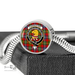 Scottish Forrester Clan Tartan Bracelet - Round Shape Pendant Scottish Plaid Tartan Plaid