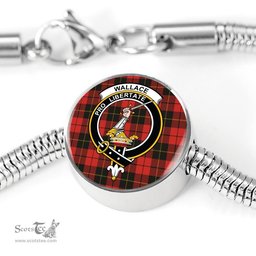 Scottish Wallace Weathered Clan Tartan Bracelet - Round Shape Pendant Scottish Plaid Tartan Plaid