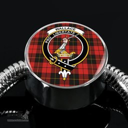 Scottish Wallace Weathered Clan Tartan Bracelet - Round Shape Pendant Scottish Plaid Tartan Plaid