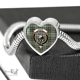 Scottish Craig Ancient Clan Tartan Bracelet - Heart Shape Pendant Scottish Plaid Tartan Plaid