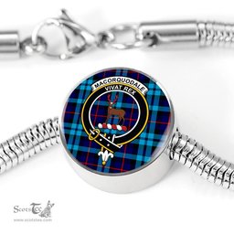 Scottish Maccorquodale Clan Tartan Bracelet - Round Shape Pendant Scottish Plaid Tartan Plaid