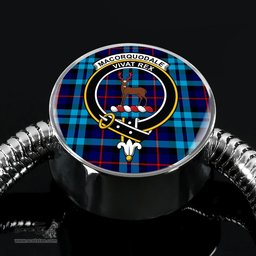 Scottish Maccorquodale Clan Tartan Bracelet - Round Shape Pendant Scottish Plaid Tartan Plaid
