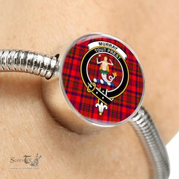 Scottish Murray (Of Dysart)  Clan Tartan Bracelet - Round Shape Pendant Scottish Plaid Tartan Plaid