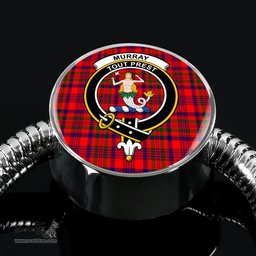 Scottish Murray (Of Dysart)  Clan Tartan Bracelet - Round Shape Pendant Scottish Plaid Tartan Plaid