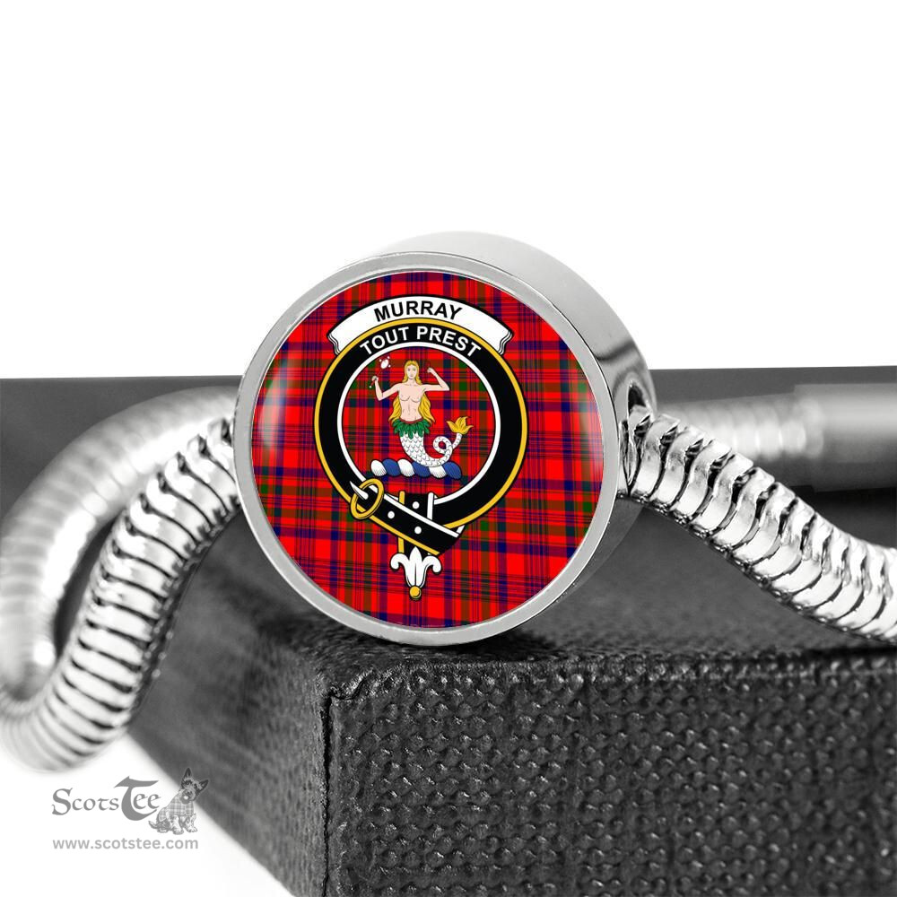 Scottish Murray (Of Dysart)  Clan Tartan Bracelet - Round Shape Pendant Scottish Plaid Tartan Plaid