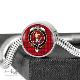 Scottish Murray (Of Dysart)  Clan Tartan Bracelet - Round Shape Pendant Scottish Plaid Tartan Plaid