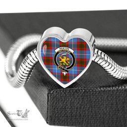 Scottish Newton Clan Tartan Bracelet - Heart Shape Pendant Scottish Plaid Tartan Plaid
