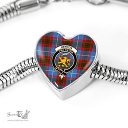 Scottish Newton Clan Tartan Bracelet - Heart Shape Pendant Scottish Plaid Tartan Plaid