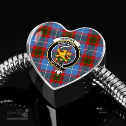Scottish Newton Clan Tartan Bracelet - Heart Shape Pendant Scottish Plaid Tartan Plaid