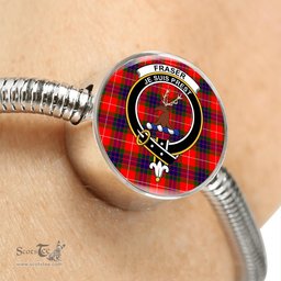 Scottish Fraser Of Lovat(C?N B?Ng) Clan Tartan Bracelet - Round Shape Pendant Scottish Plaid Tartan Plaid