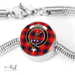 Scottish Fraser Of Lovat(C?N B?Ng) Clan Tartan Bracelet - Round Shape Pendant Scottish Plaid Tartan Plaid