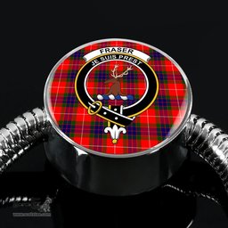 Scottish Fraser Of Lovat(C?N B?Ng) Clan Tartan Bracelet - Round Shape Pendant Scottish Plaid Tartan Plaid
