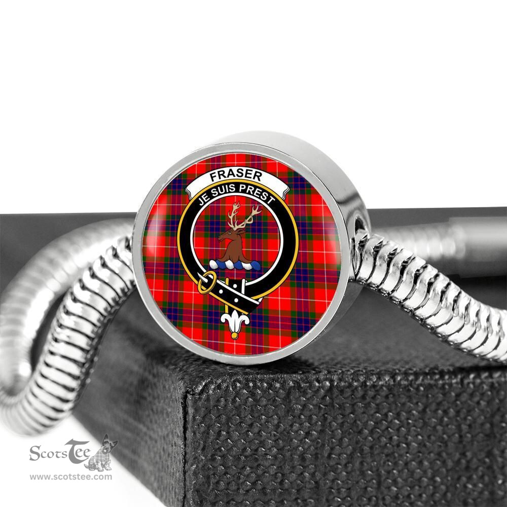 Scottish Fraser Of Lovat(C?N B?Ng) Clan Tartan Bracelet - Round Shape Pendant Scottish Plaid Tartan Plaid