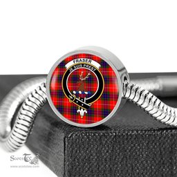 Scottish Fraser Of Lovat(C?N B?Ng) Clan Tartan Bracelet - Round Shape Pendant Scottish Plaid Tartan Plaid