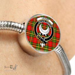 Scottish Leask Clan Tartan Bracelet - Round Shape Pendant Scottish Plaid Tartan Plaid