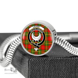 Scottish Leask Clan Tartan Bracelet - Round Shape Pendant Scottish Plaid Tartan Plaid